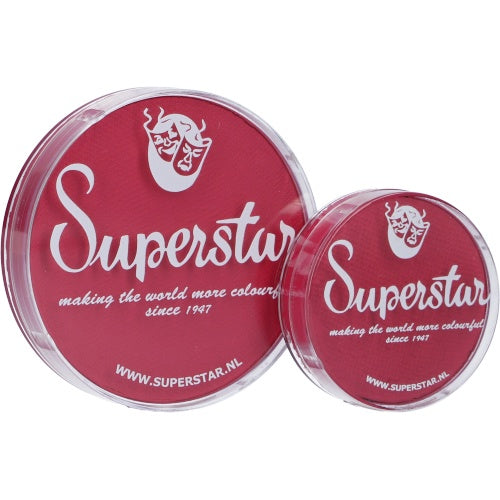Two round containers of Infinity Faces Face Paint & Body Paint Aqua Superstar - Fuchsia Pink (16g), featuring white lids and vibrant, water-based formula—ideal for creative looks.