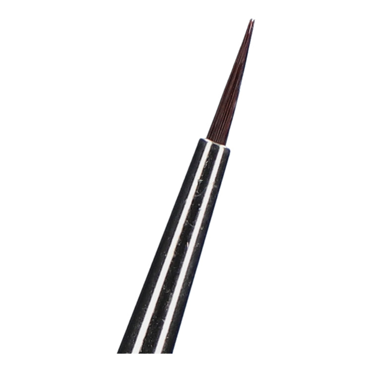 The Brushes Superstar - Synthetic Round Brush 0 (Maayke) by Infinity Faces features a black handle and thin bristles, showcasing high-quality precision. Ideal for detailed professional face- and bodypainting, its finesse stands out against a plain white background.