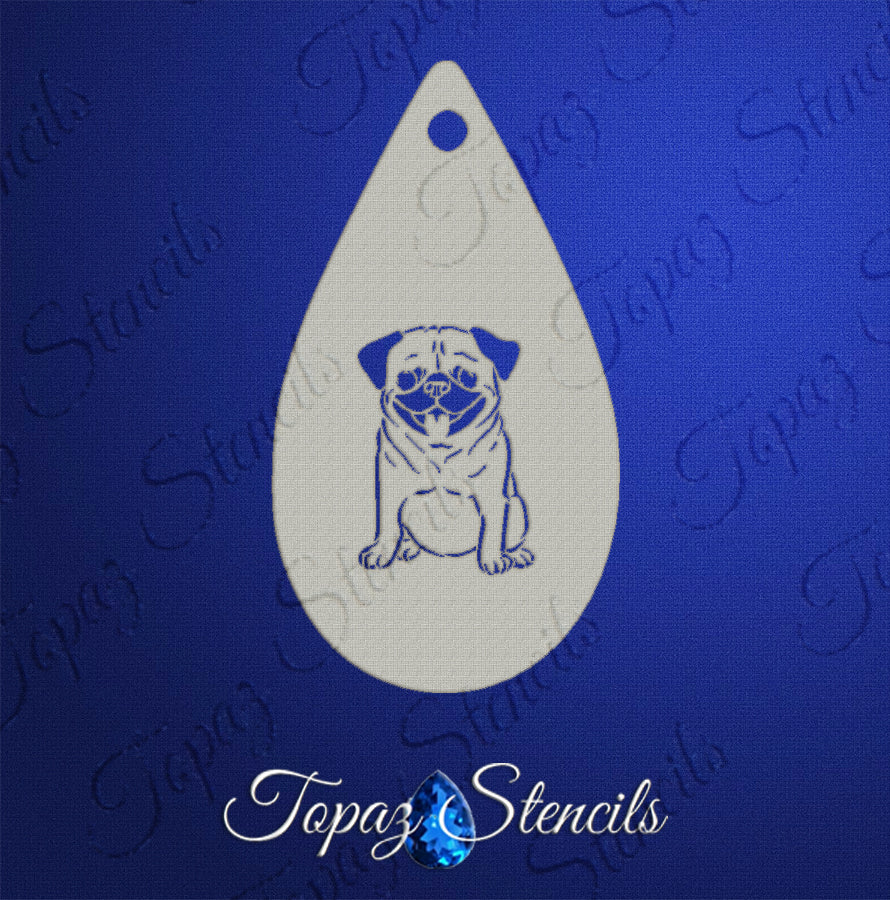 Face- & Body Stencil - Happy Pug - Topaz