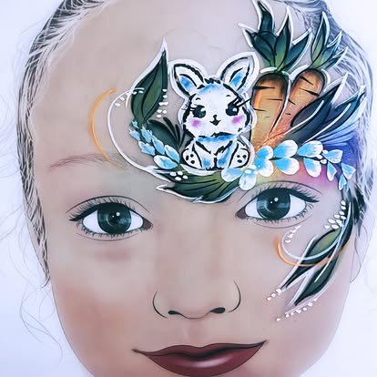 Face- & Body Stencil - Marshmallow the white bunny - MyPaintMania