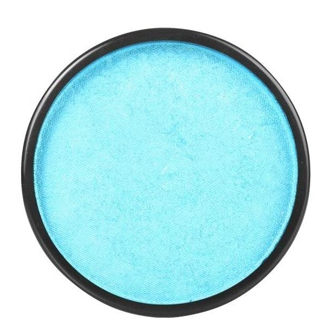 A round container of Infinityfaces Face Paint & Body Paint Aqua Paradise Make Up AQ Mehron in Brilliant Blue Bebe (40gr) features smooth, even bright blue makeup with a black rim.