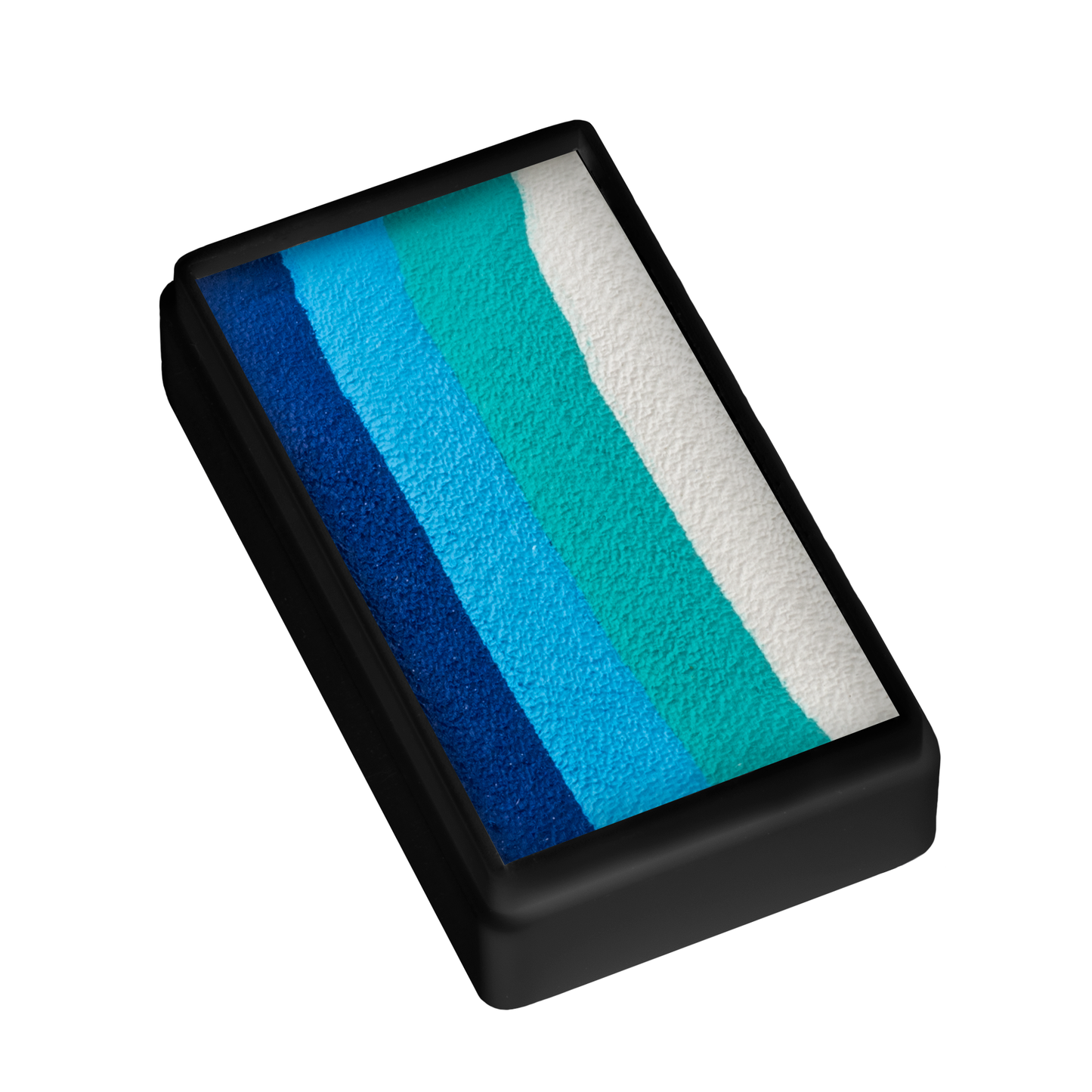 The Infinityfaces Face Paint & Body Paint Aqua - Ocean One Stroke (30g) features five side-by-side rectangular strips in dark blue, blue, teal, light blue, and white.