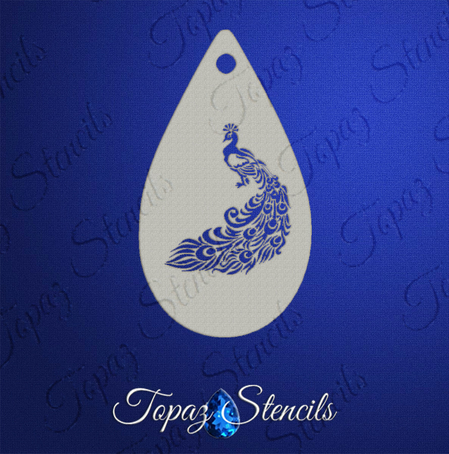 Face- & Body Stencil - Small Peacock - Topaz
