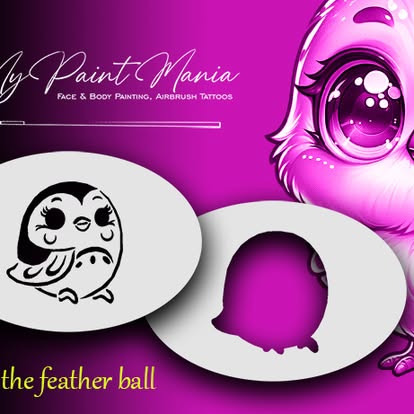 Face- & Body Stencil - Tweety, the feather ball - MyPaintMania