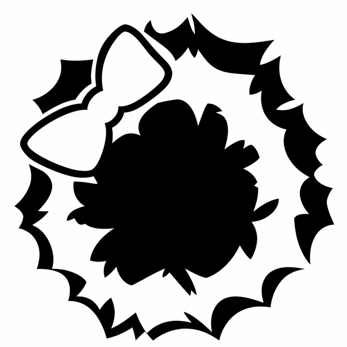 Infinity Faces Glitter Tattoo Faketoos - Christmas Wreath (small) black and white 2x2 inch stencil design of a Christmas wreath with a bow.