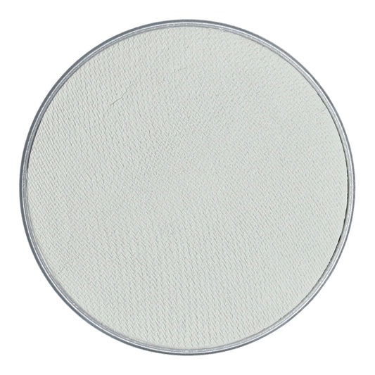 The Face Paint & Body Paint Aqua Superstar - Skull (16gr) by Infinity Faces is a round, white cruelty-free cosmetic compact with a textured surface viewed from above against a plain background.