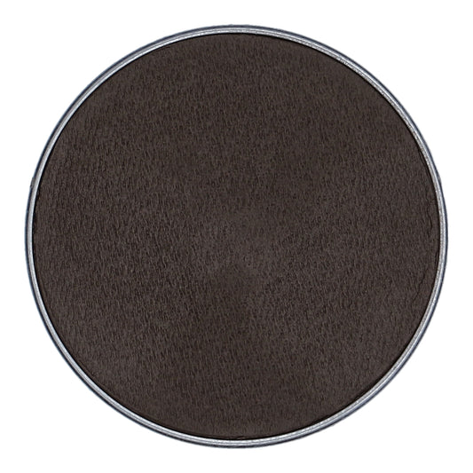 The 45g pan of Superstar Aqua Face Paint & Body Paint by Infinity Faces, featuring dark brown powder with a textured surface, has a thin silver rim and is set against a plain white background. Its perfect for child-friendly creative expressions.