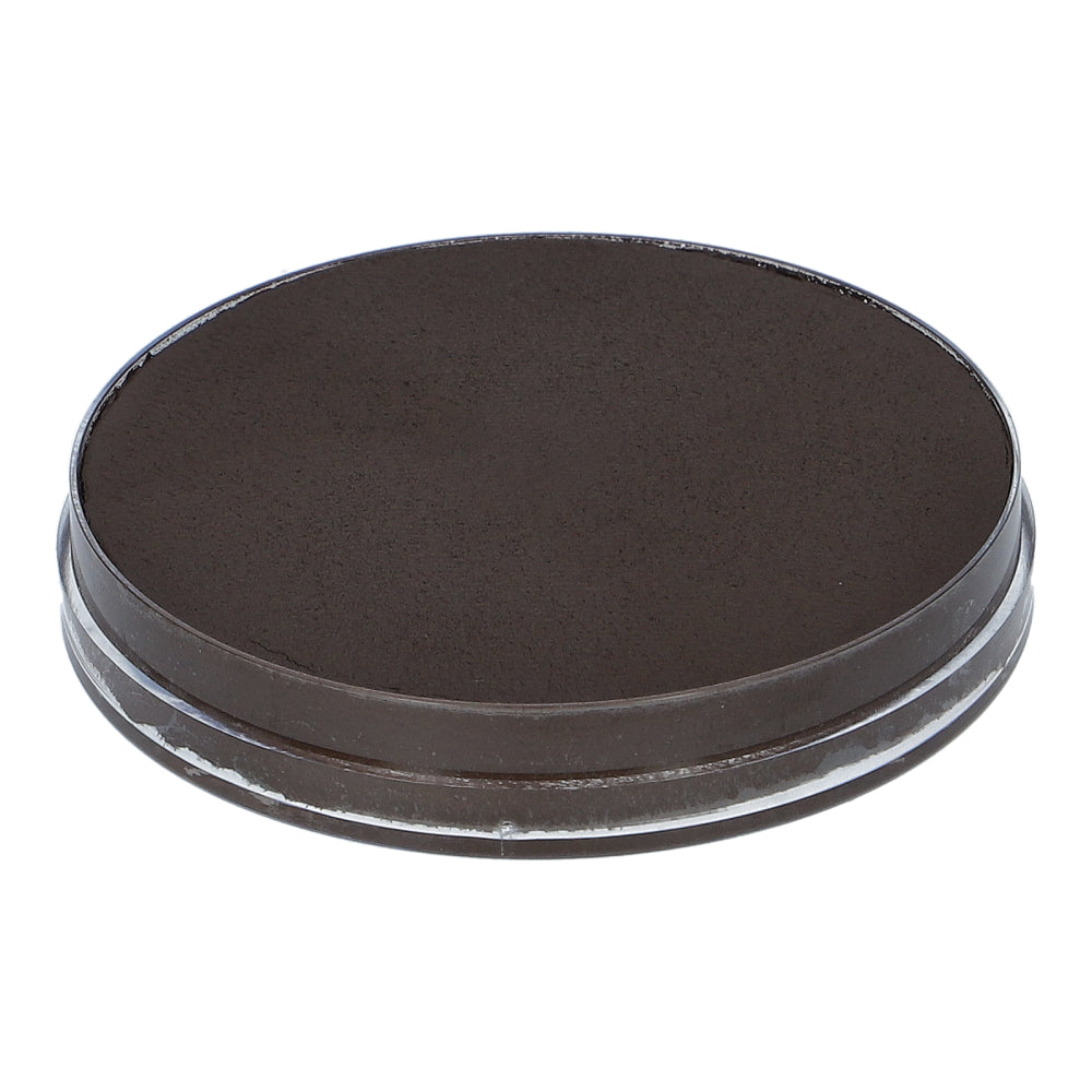 A 45g round tin with a smooth lid features Infinity Faces Superstar Aqua Face & Body Paint in dark brown. Its designed for child-friendly application and is shown on a white background.