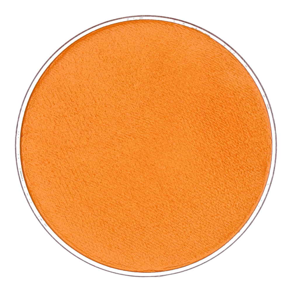 The Infinity Faces Face Paint & Body Paint Aqua Superstar in Light Orange (16g) features a matte orange shade in a durable metallic case. Its crafted with precision, adhering to European Cosmetics Legislation standards, and invites creative experimentation from its top view.