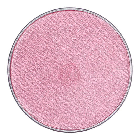 The Face Paint & Body Paint Aqua Superstar in Baby Pink by Infinity Faces is a 45g circular compact blush with a light shimmer and metallic silver rim. Ideal for cruelty-free enthusiasts, it complements water-based makeup routines beautifully.