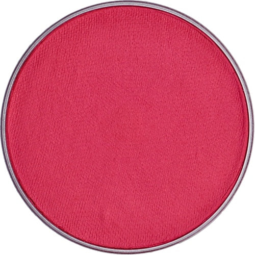 A close-up of Infinity Faces Face Paint & Body Paint Aqua Superstar - Fuchsia Pink (16g): a vibrant pink, water-based formula with a soft, velvety texture in a sleek silver pan—ideal for face and body art.