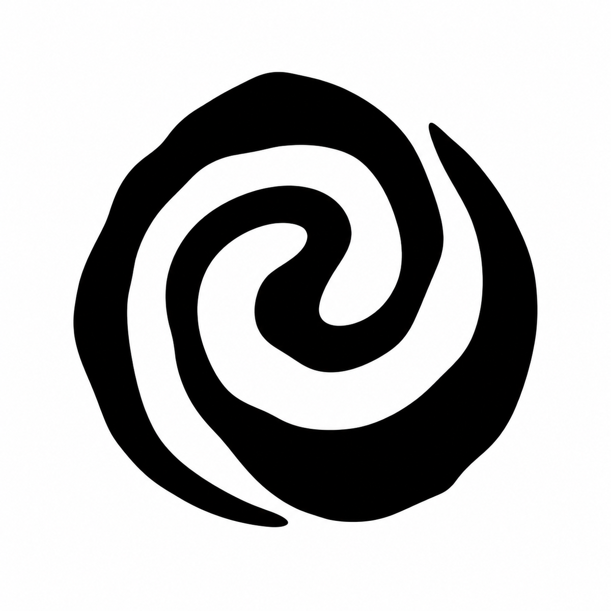 A black glitter tattoo stencil of an Infinity Faces Glitter Tattoo Faketoos - Moana Inspired Spiral (small), designed in a spiral that resembles a stylized wave.