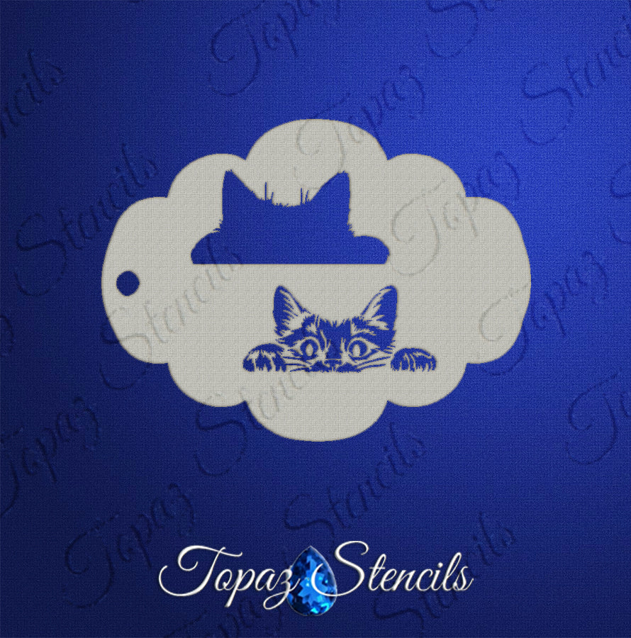 Face- & Body Stencil - Peeking Kitten - Topaz