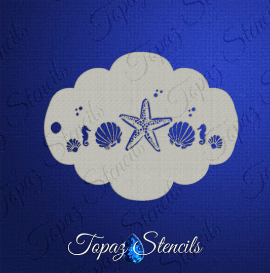 Face- & Body Stencil - Starfish Crown - Topaz