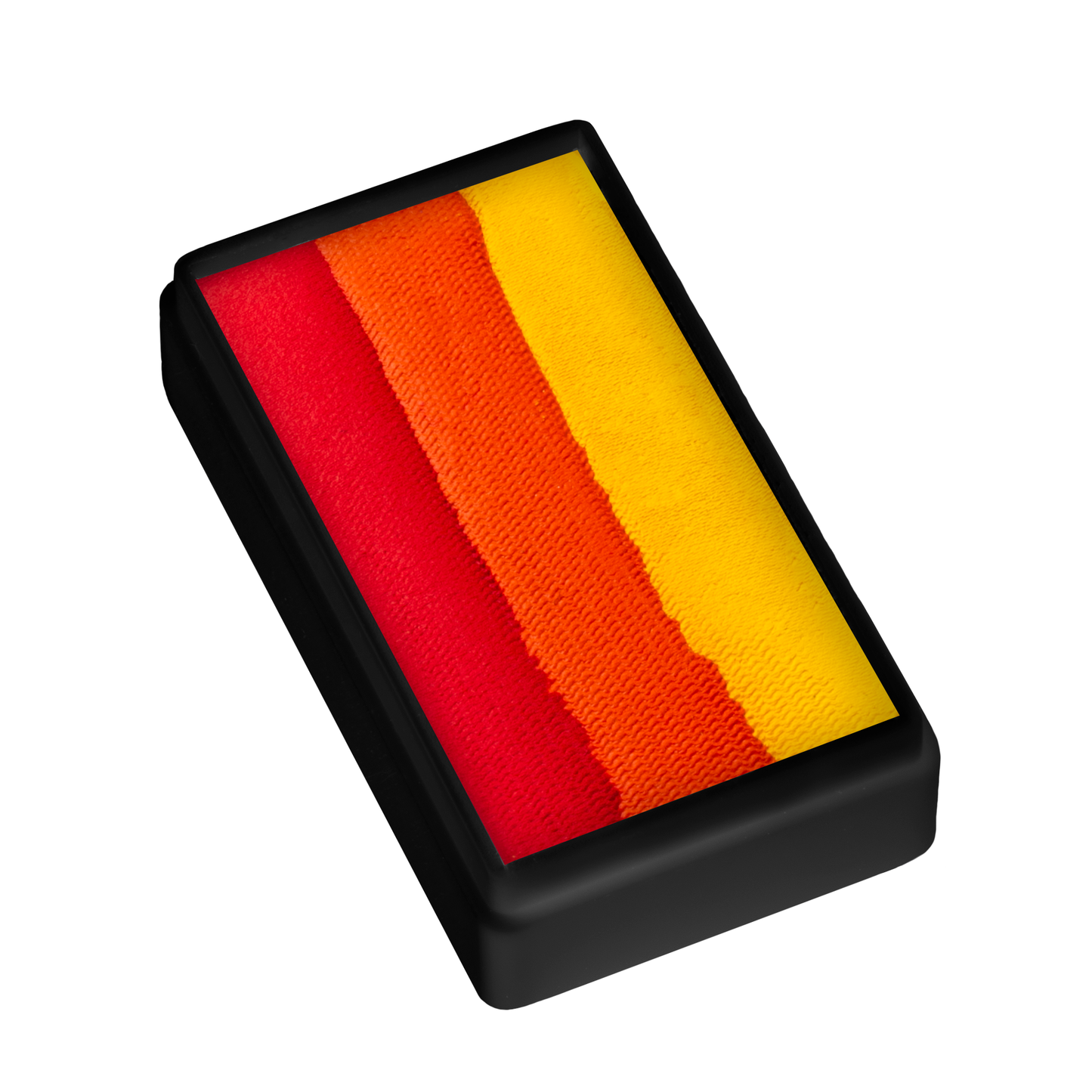 The Infinityfaces Face Paint & Body Paint Aqua - Flame One Stroke - Tag (30g) is a rectangular black container with red, orange, and yellow face paint stripes arranged side by side.