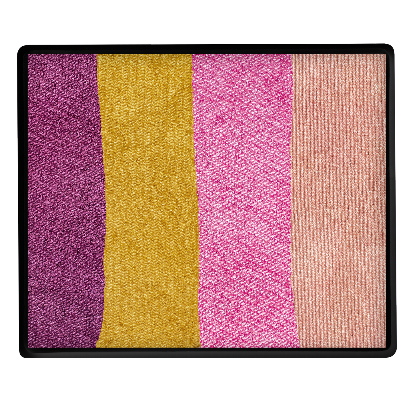 Infinityfaces Face Paint & Body Paint Aqua - Golden Plum Split Cake (50g) features four vertical stripes in purple, yellow, pink, and peach. Perfect for adding vibrant color to your body art or face painting projects.