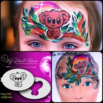 Face- & Body Stencil - Happy Holly the fluffy koala - MyPaintMania