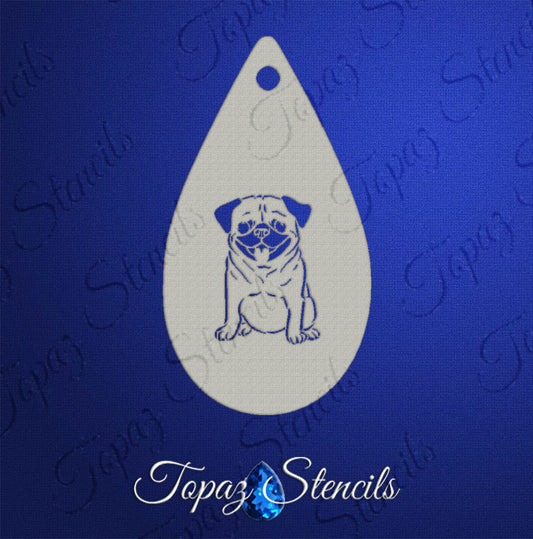 Face- & Body Stencil - Happy Pug - Topaz