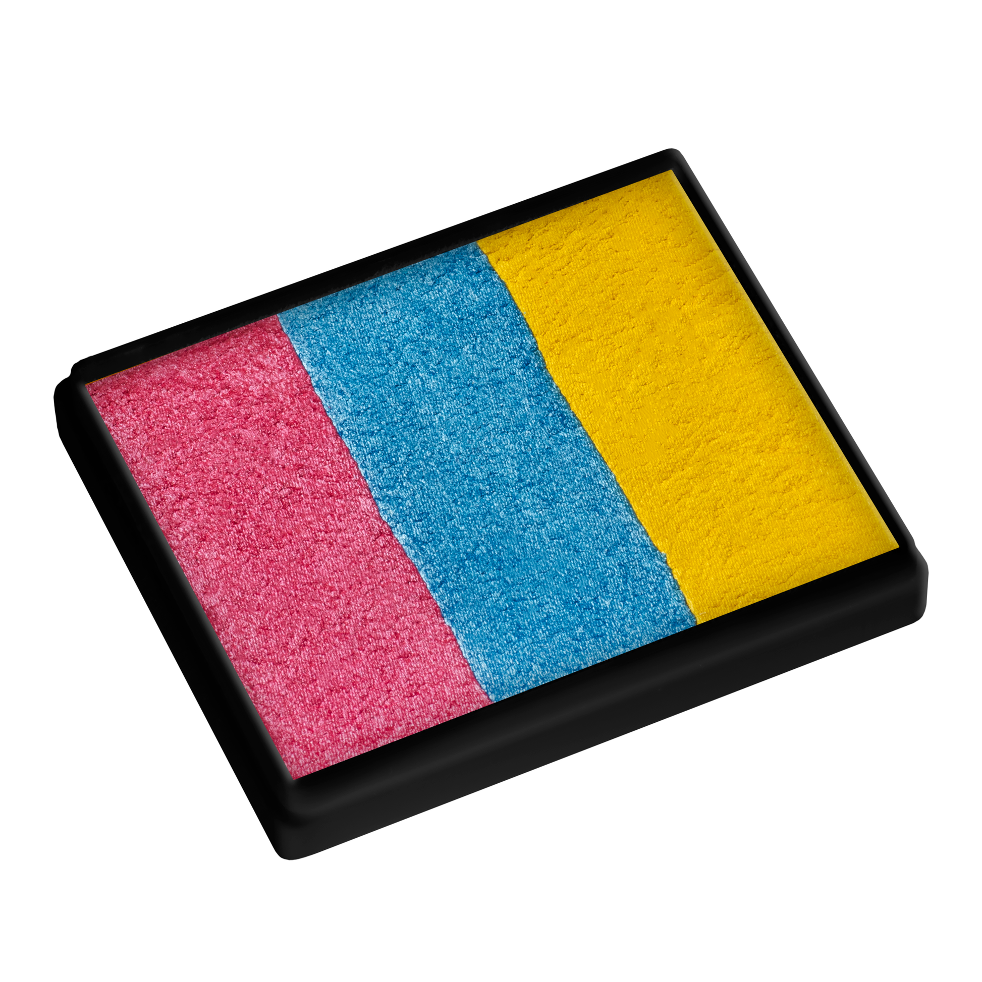 The Infinityfaces Face Paint & Body Paint Aqua - Jewel Split Cake (50g) features a rectangular, multicolor palette with red, blue, and yellow sections in a black frame, shown angled on a white background.