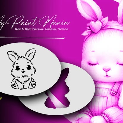 Face- & Body Stencil - Marshmallow the white bunny - MyPaintMania