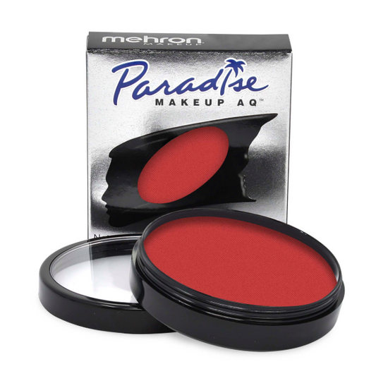 An open round container of Infinityfaces Face Paint & Body Paint Aqua Paradise Makeup AQ in Beach Berry (40g) has its lid beside it, while the packaging box featuring the brand name and an abstract silhouette design stands behind.