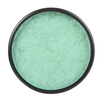 A shimmery mint green eyeshadow in a round, black-rimmed container, from Infinityfaces Face Paint & Body Paint Aqua Paradise Make Up AQ Mehron - Brilliant Vert (40g).