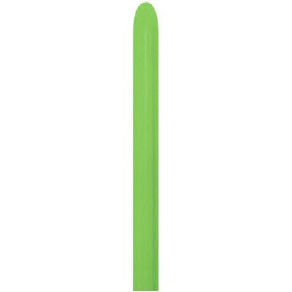 A single, long, green plastic plant label with a rounded top and flat bottom, set against a white background—its vibrant lime hue similar to Modelling Balloons DTX (Sempertex) - Lime Green (50/160s) by Infinityfaces.