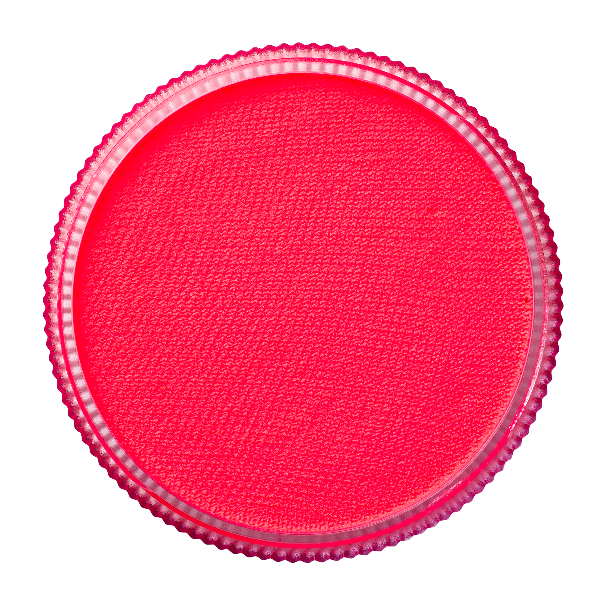 The Infinity Faces Face Paint & Body Paint Aqua Tag in UV Neon Pink (32g) is a circular, bright pink product with a textured surface and ridged edges, shown from above on a white background.