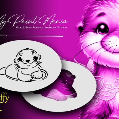 Face- & Body Stencil - Odyss the fluffy otter - MyPaintMania
