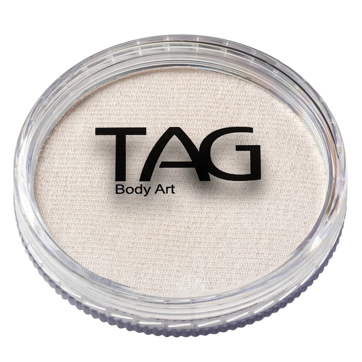 Round container of TAG Face & Body Paint - Pearl White (32g) water-activated face and body paint.