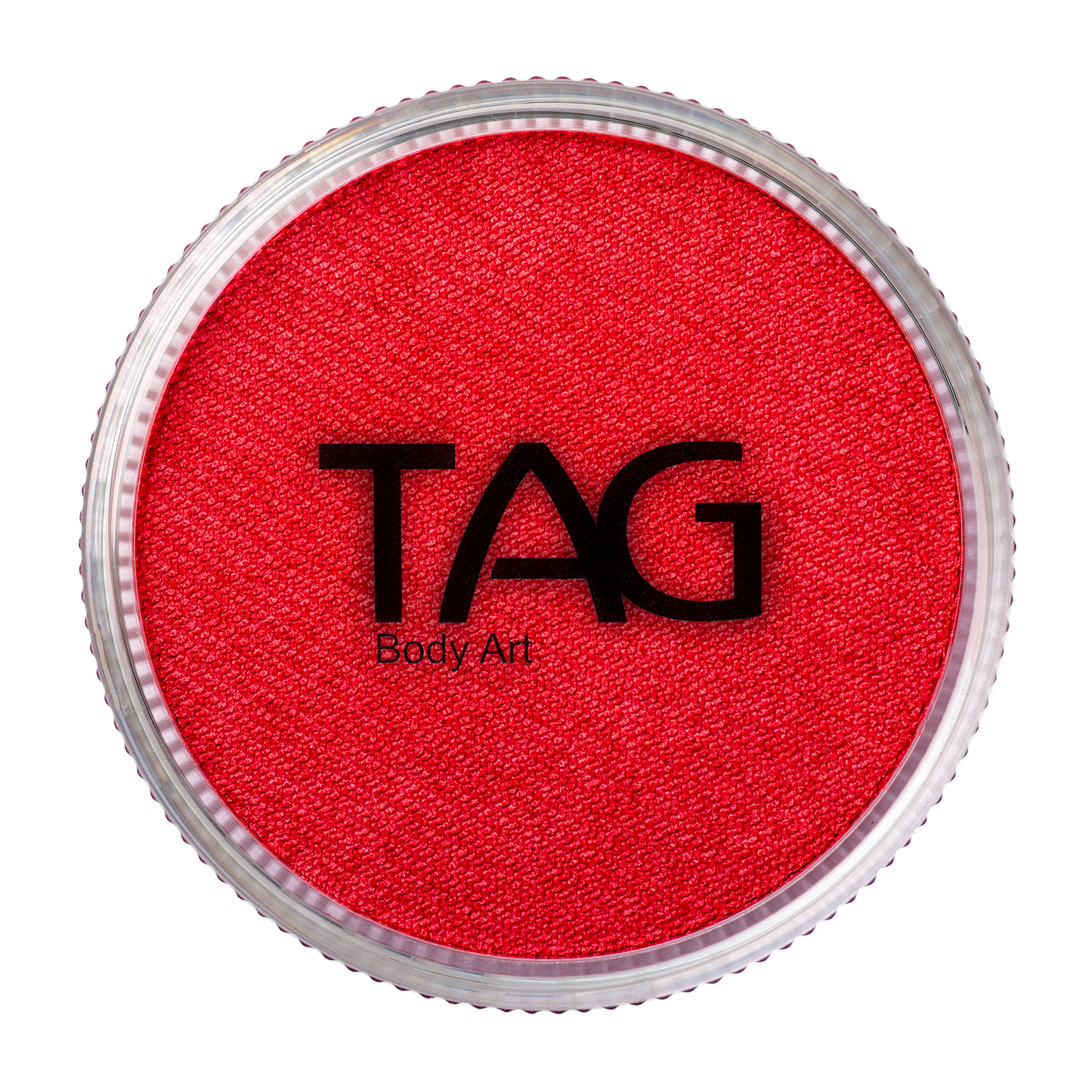 A round container of Infinity Faces Face Paint & Body Paint Aqua Tag - Pearl Red (32g) with a clear lid, labeled on top.