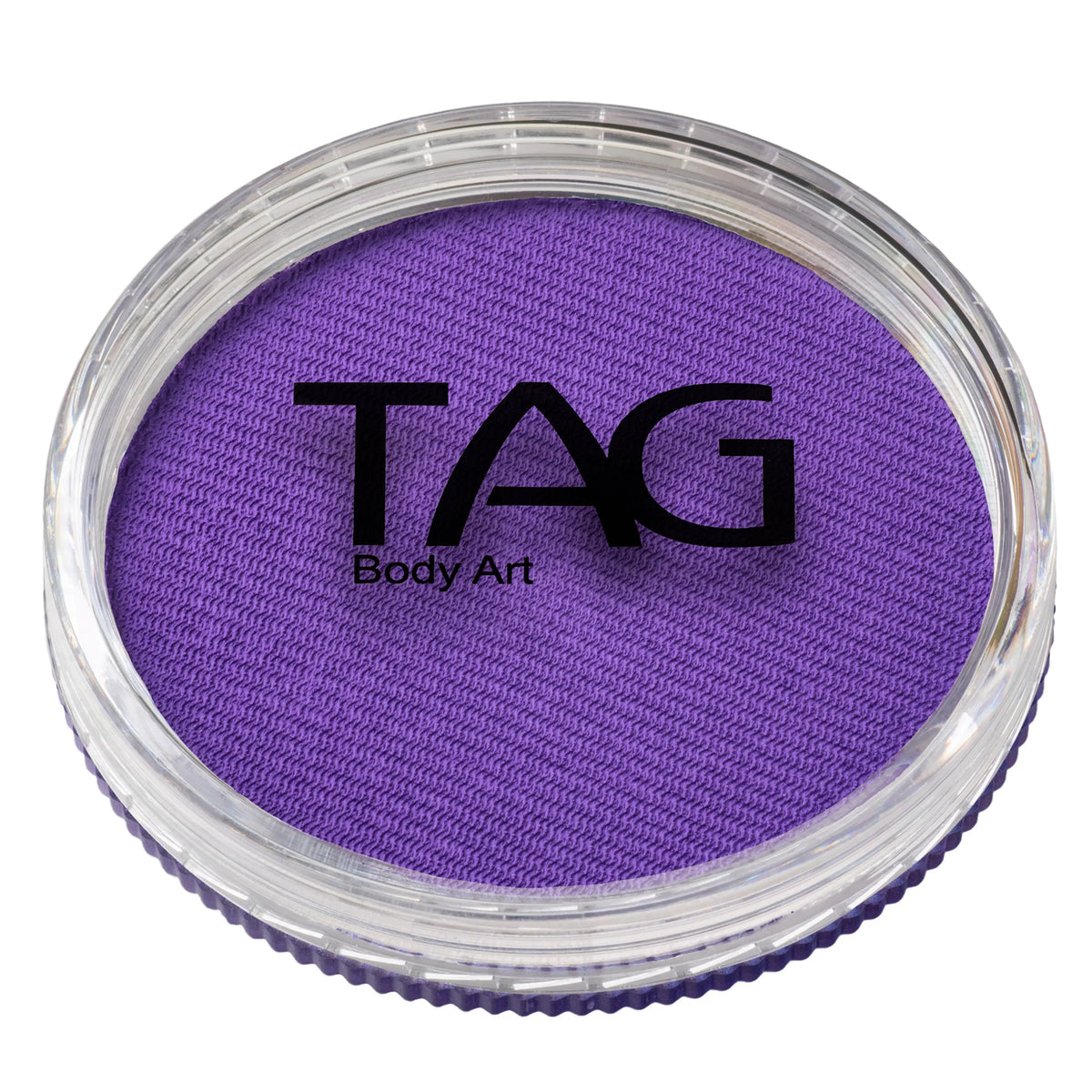 A round container of TAG Face & Body Paint - Purple (32g) water-activated face and body paint.