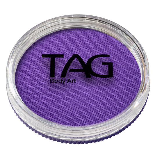 A round container of TAG Face & Body Paint - Purple (32g) water-activated face and body paint.