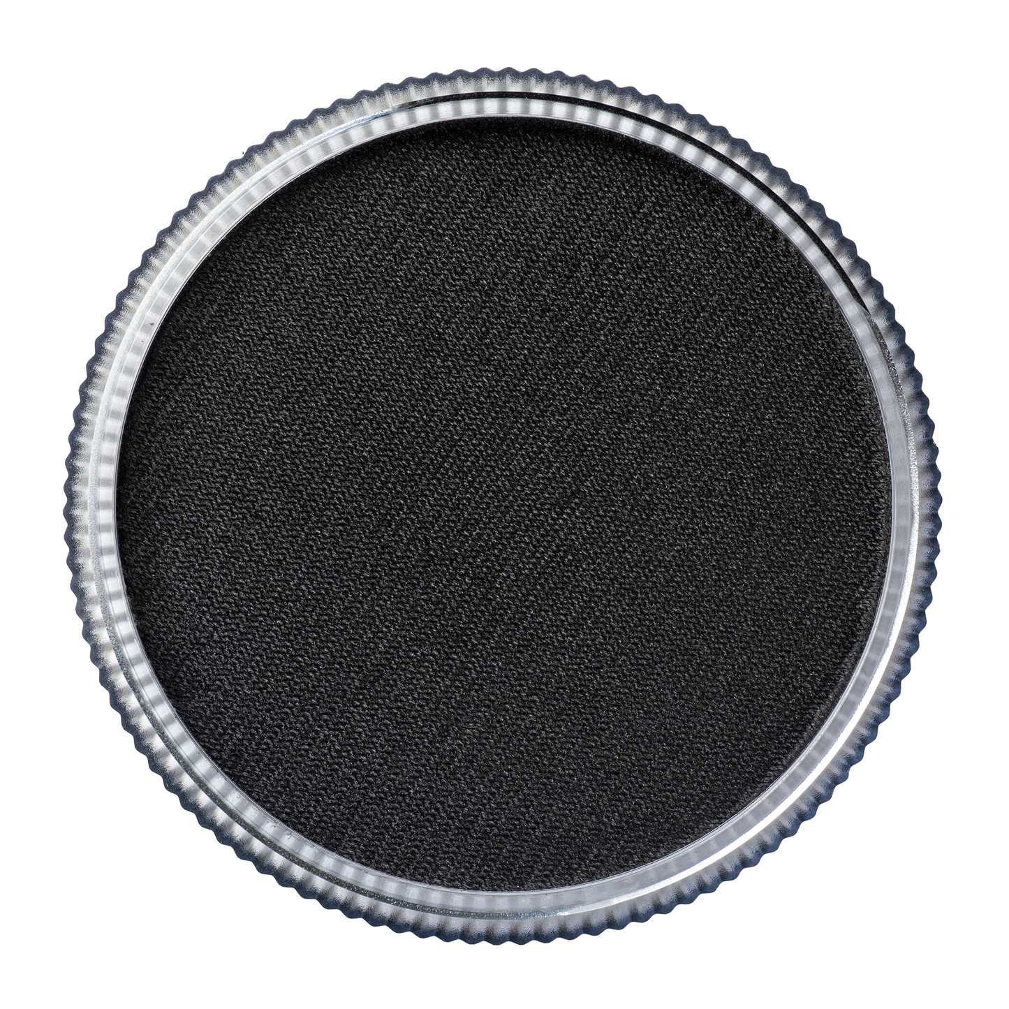 A detailed image of the Infinityfaces Face & Body Paint Aqua Tag (90g) displays a textured black surface with a fabric-like woven pattern, bordered by a ridged silver metallic edge.