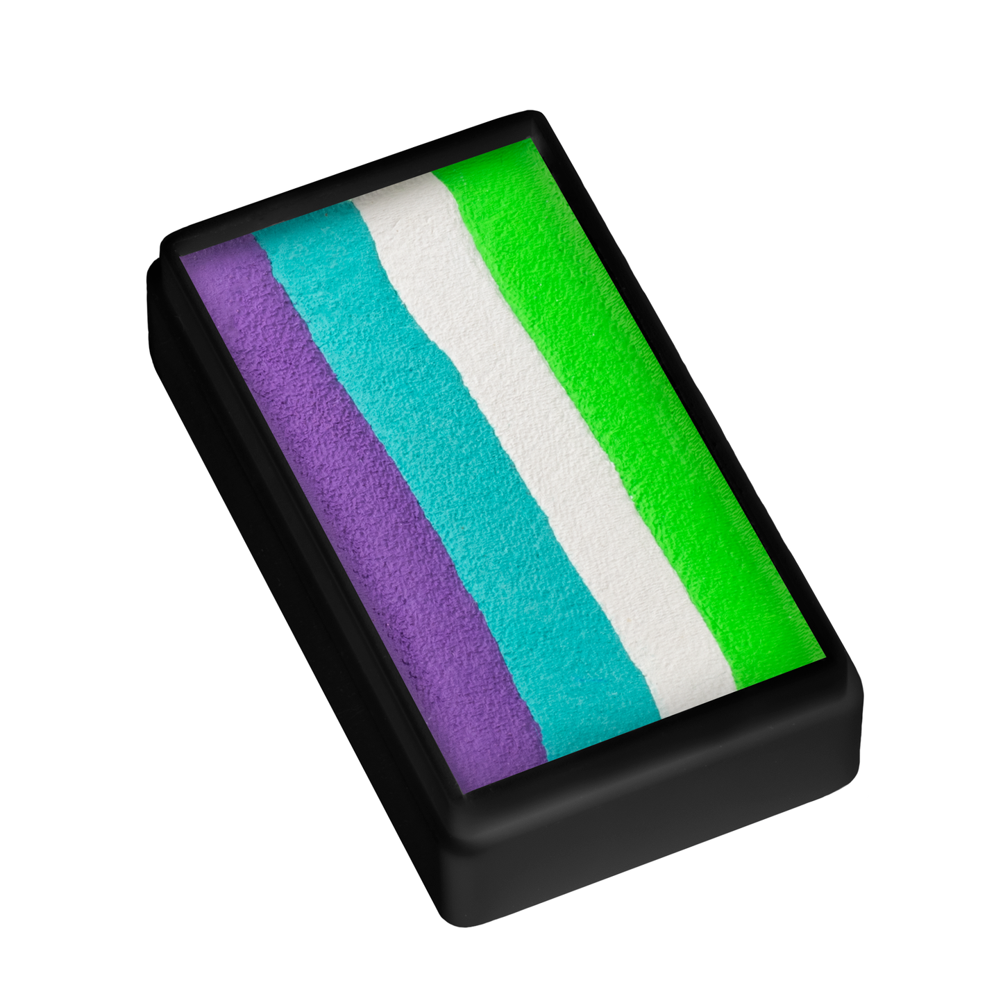 The Infinityfaces Face Paint & Body Paint Aqua - Sea Dragon One Stroke (30g) features a rectangular black container with four horizontal face paint stripes: green, white, aqua blue, and purple.