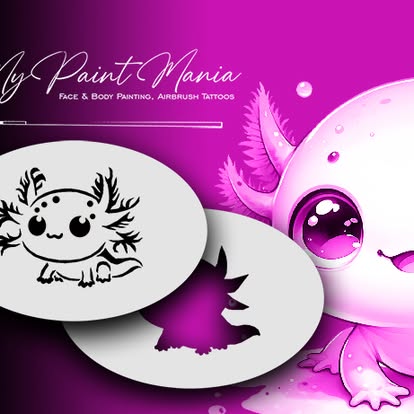 Face- & Body Stencil - Shimmer the sparkly axolotl - MyPaintMania