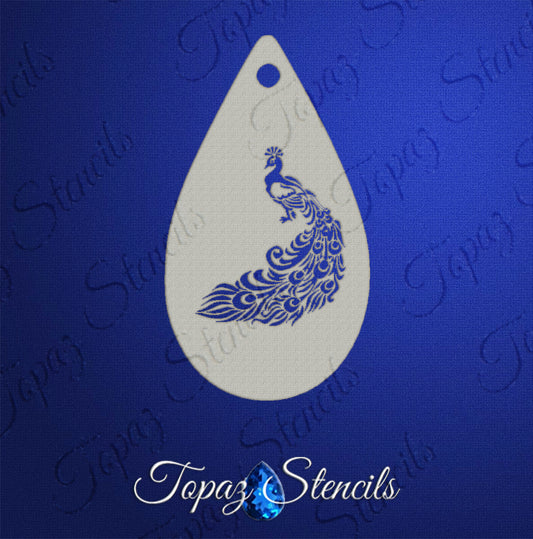Face- & Body Stencil - Small Peacock - Topaz