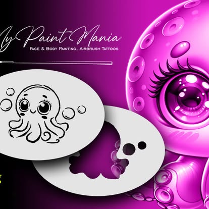 Face- & Body Stencil - Sophie the young octopus - MyPaintMania