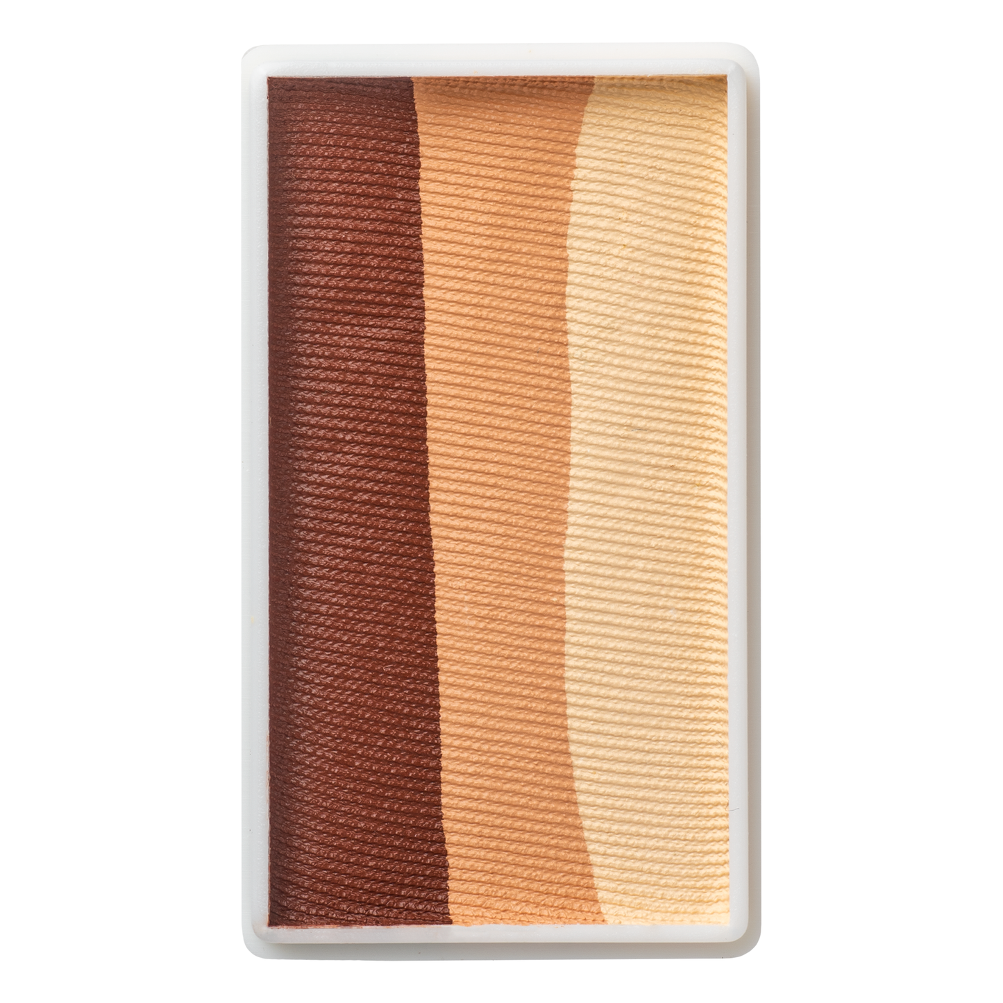 The Infinityfaces Face Paint & Body Paint Aqua Tag - Teddy Bear (One Stroke) (30g) features a rectangular palette with four vertical strips of pressed powder in gradient shades from dark brown to light beige.