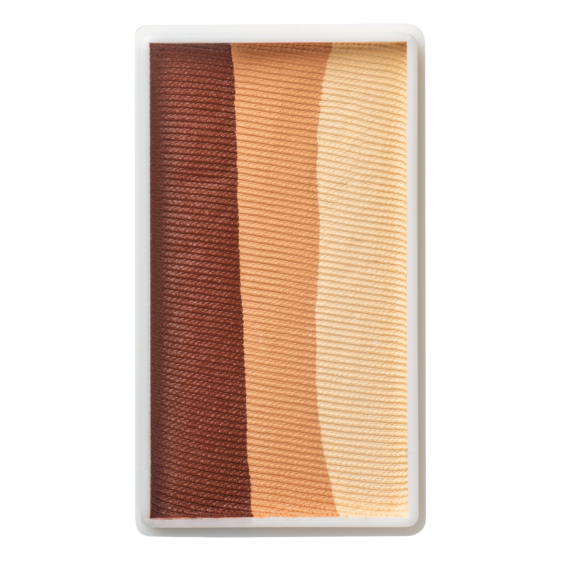 The Infinityfaces Face Paint & Body Paint Aqua Tag - Teddy Bear (One Stroke) (30g) features a rectangular palette with four vertical strips of pressed powder in gradient shades from dark brown to light beige.