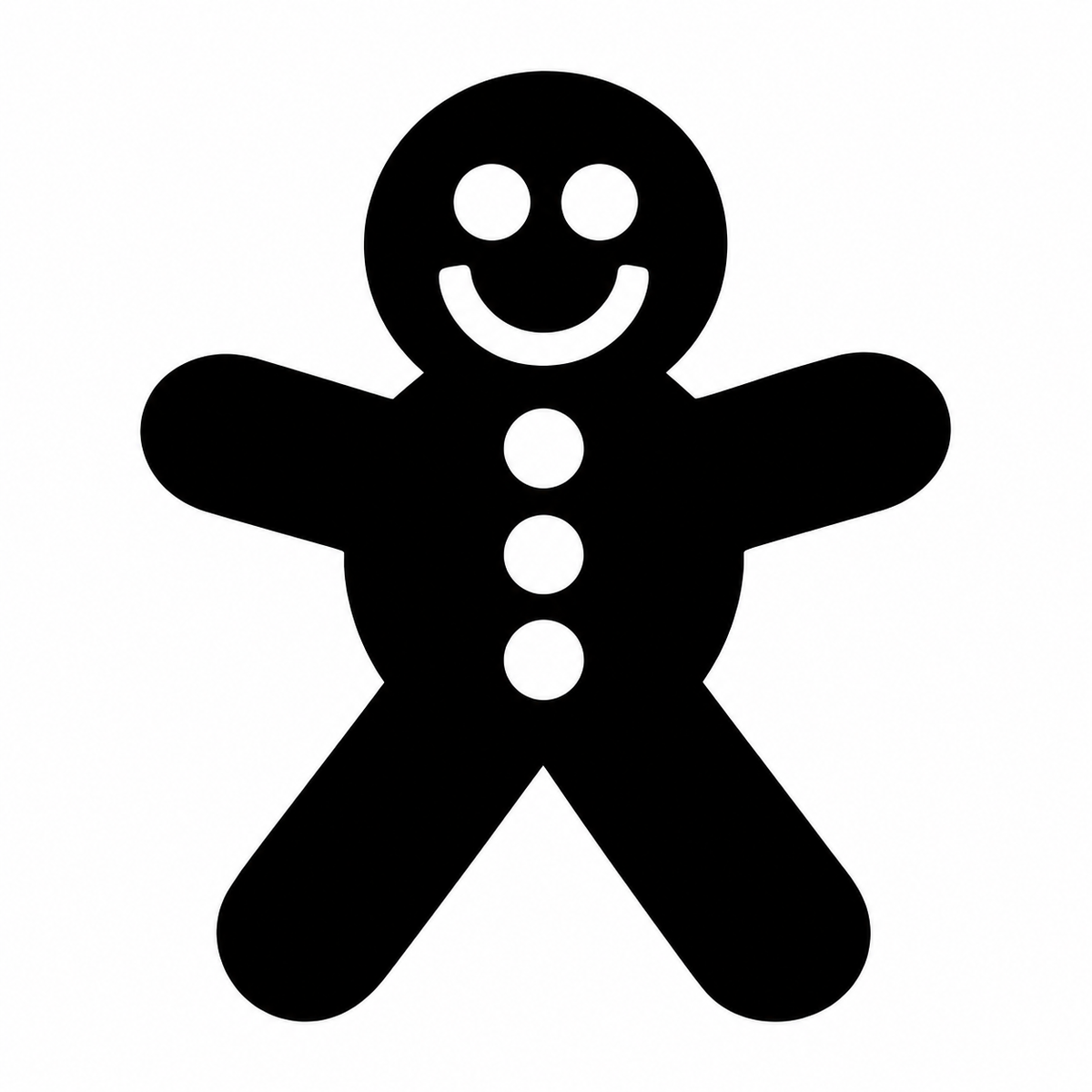 Infinity Faces Glitter Tattoo Faketoos - Gingerbread Man (small) is a black glitter tattoo stencil of a smiling gingerbread man with three circular buttons.